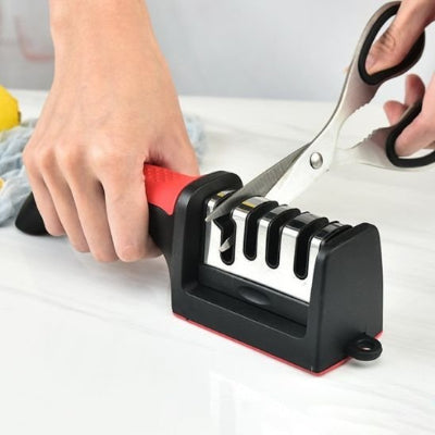 aiguiseur couteau rouge noir pour ciseaux